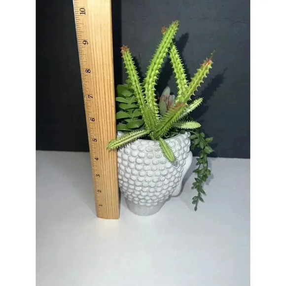 Buddha head Concrete Modern planter faux succulent plant Hindu Zen Decor gift - Picture 5 of 6